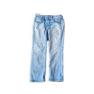 American Eagle Artist Crop Jeans Womens Size 4 Blue Super Stretch Low Rise Capri